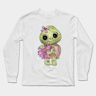 Schildkröte mit Blume Long Sleeve T-Shirt